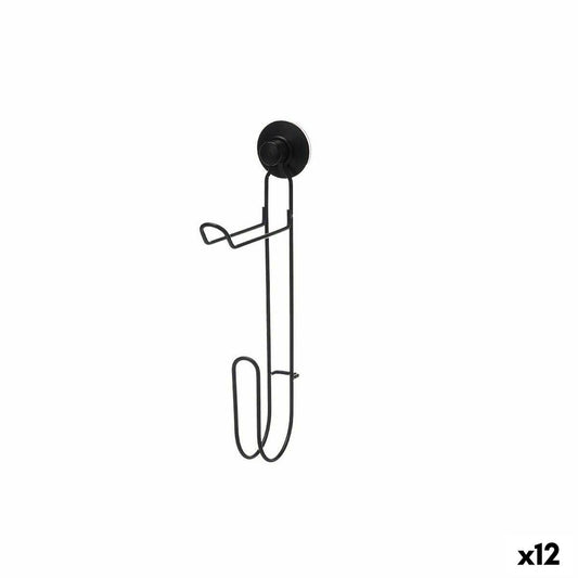 Toiletrolhouder Zwart Staal ABS 3 x 32 x 15 cm (12 Stuks) Dubbel