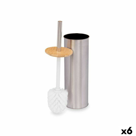 Toiletborstel Zilverkleurig Bamboe Roestvrij staal 9,5 x 27,5 x 9,5 cm (6 Stuks)